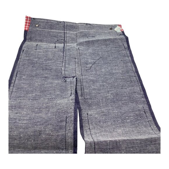 Denim Shoe Bag Unisex Red Gingham Trim & Multiple Pockets For 3 Pair of Shoes - Picture 10 of 13